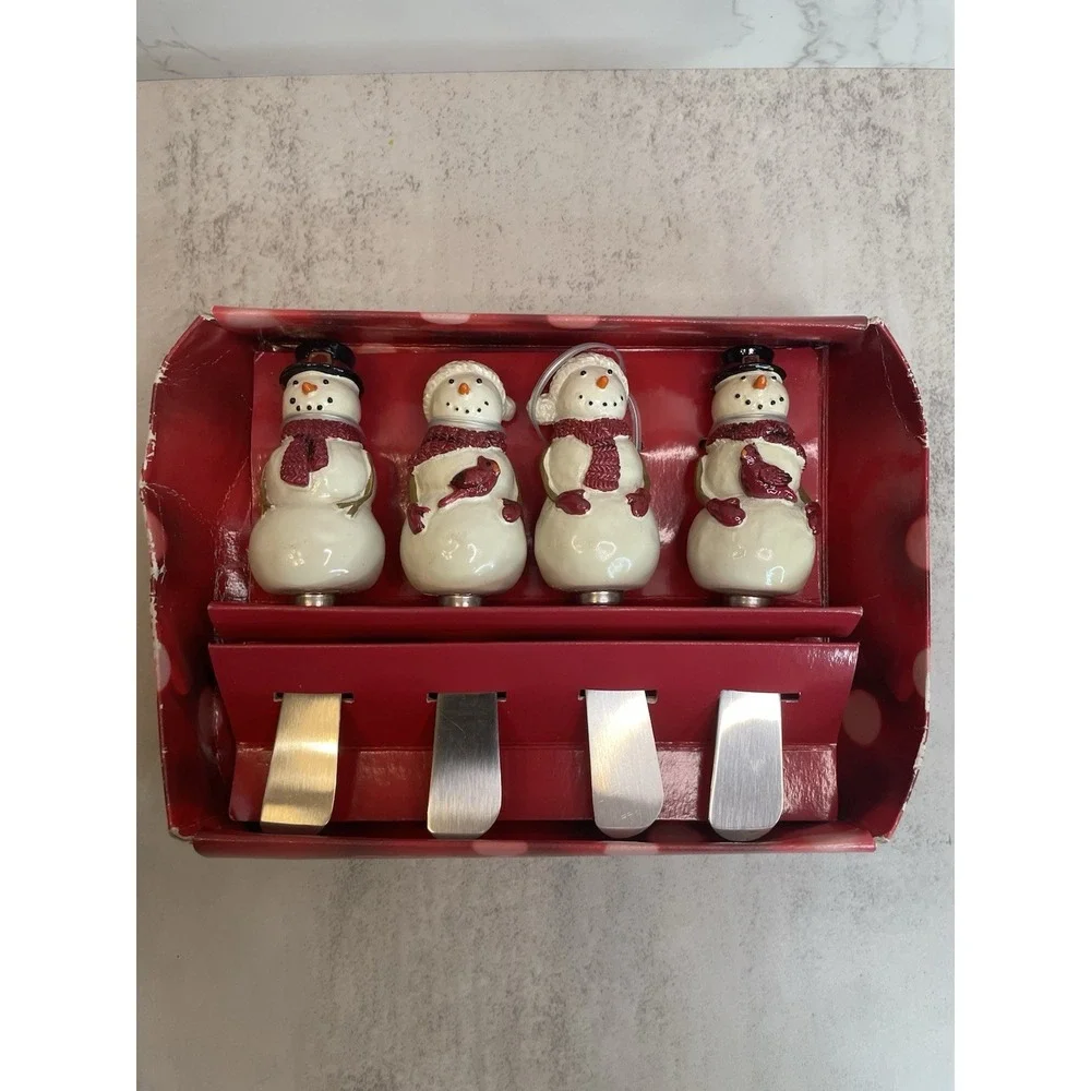 ST. NICHOLAS SQUARE WARM WISHES - SET OF 4 SNOWMAN SPREADERS